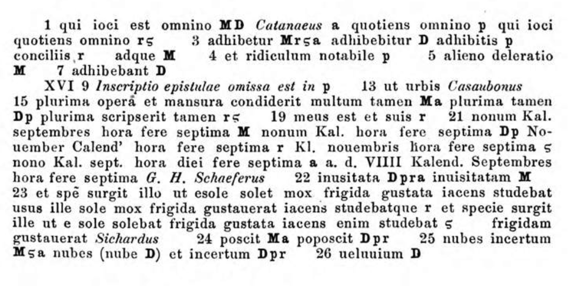 Detalj stranice s kritičkim aparatom iz Mommsenova izdanja 1870